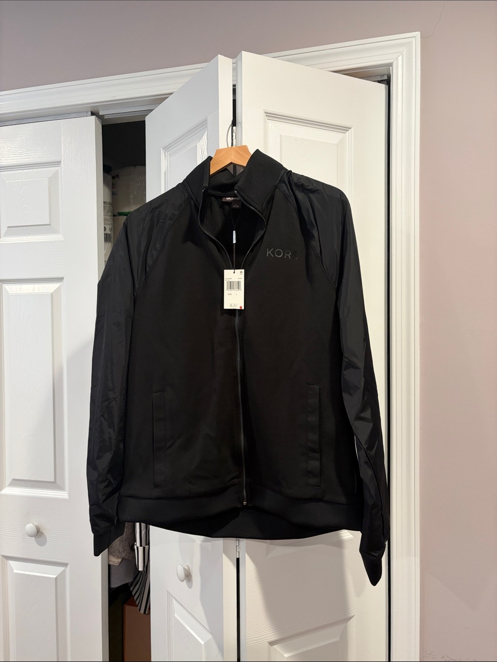 Michael Kors Unisex Mixed-Media Full Zip Track Jacket